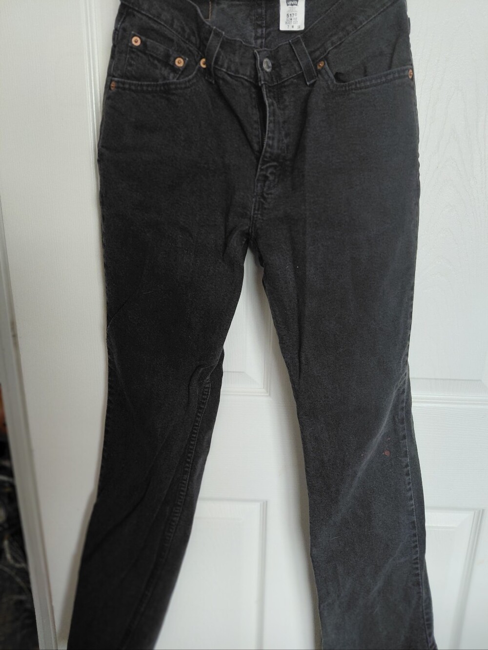 Levi's 517 Slim Fit Bootcut Jeans - Black Denim - Picture 3 of 5